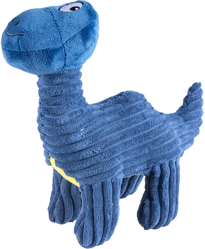 Duvoplus - Speelgoed Voor Dieren - Hond - Pluche Dino Brontosaurus Corduroy 25x11x25cm - 1st de Duvo+ en Bleu – photo produit