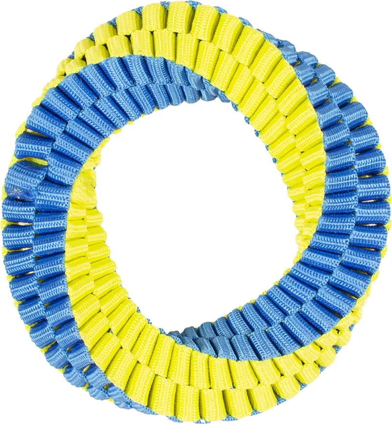Duvoplus - Speelgoed Voor Dieren - Hond - Supa` Nylon Hoop 13x13cm - 1st by Duvo+ in Blue, Yellow – product photo