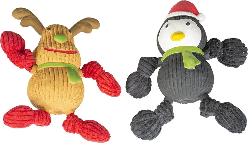 Duvoplus - Speelgoed Voor Dieren - Hond - Xmas Latex Rendier & Pinguïn 8x17x20cm - 1st de Duvo+ en Gemengde Kleuren – photo produit