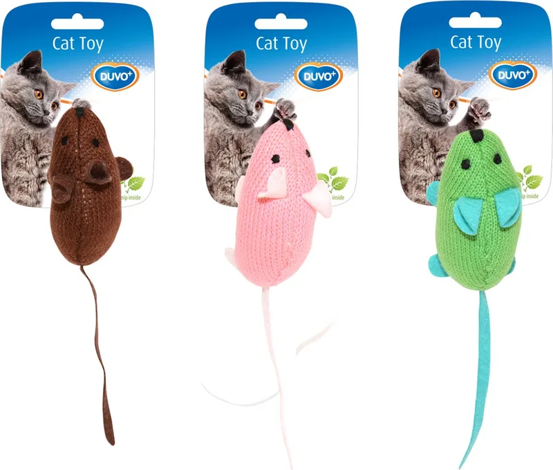 Duvoplus - Speelgoed Voor Dieren - Kat - Assoritment Muisjes 9,5x4x6cm - 1st de Duvo+ en Gemengde Kleuren – photo produit