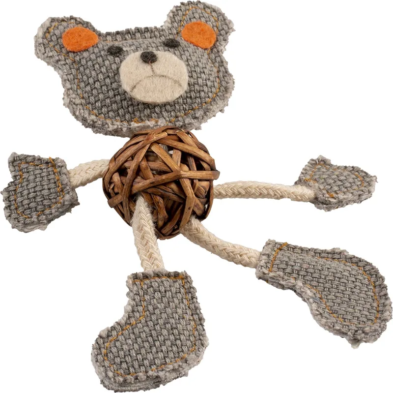 Duvoplus - Speelgoed Voor Dieren - Kat - Canvas Beer 17,8x12x2,5cm - 1st de Duvo+ en Marron, Gris – photo produit