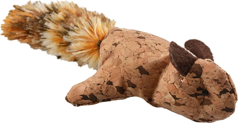 Duvoplus - Speelgoed Voor Dieren - Kat - Cork Eekhoorn Met Grote Pluche Staart 17x8x4cm - 1st by Duvo+ in Brown – product photo