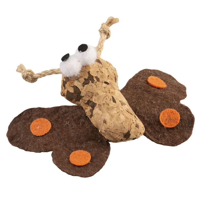 Duvoplus - Speelgoed Voor Dieren - Kat - Cork Vlinder 10x12x3cm - 1st de Duvo+ en Marron – photo produit