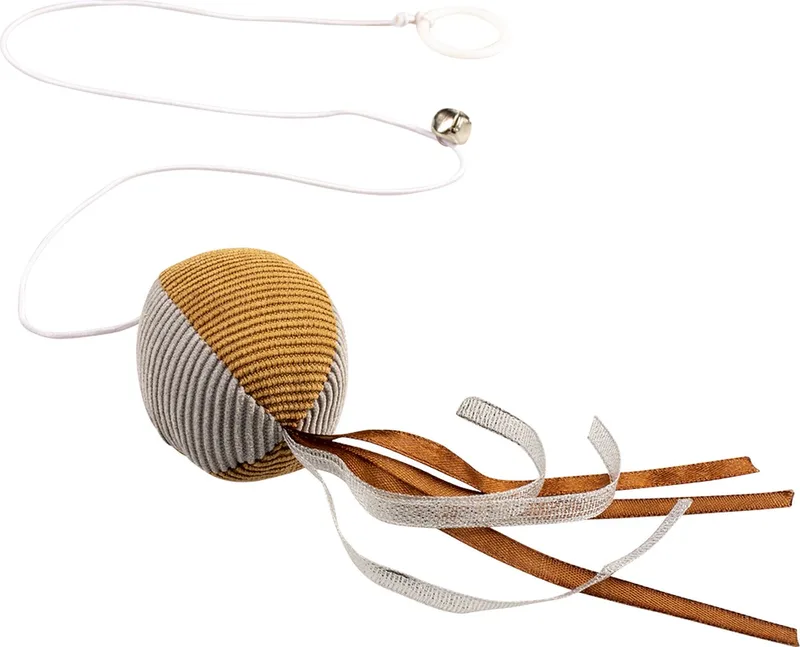 Duvoplus - Speelgoed Voor Dieren - Kat - Cushy Bal Met Elastiek & Bel 19x5,5x5cm - 1st by Duvo+ in Brown, Grey – product photo