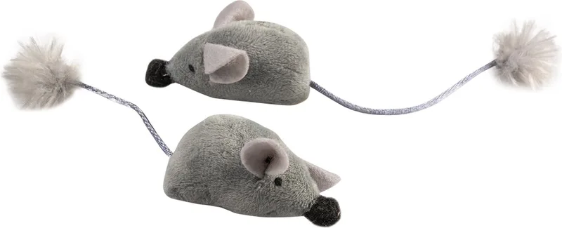 Duvoplus - Speelgoed Voor Dieren - Kat - Cushy Muizen Met Grappige Staart 2pc - 16,5x5x4cm - 2st von Duvo+ in Grau – Produktfoto