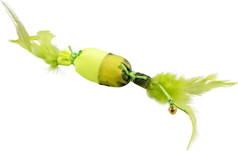 Duvoplus - Speelgoed Voor Dieren - Kat - Flash Bonbon Met Veren 30x4x4cm - 1st de Duvo+ en Vert – photo produit