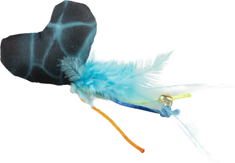 Duvoplus - Speelgoed Voor Dieren - Kat - Flash Hart Met Veren 16,5x7x3cm - 1st by Duvo+ in Blue, Green – product photo