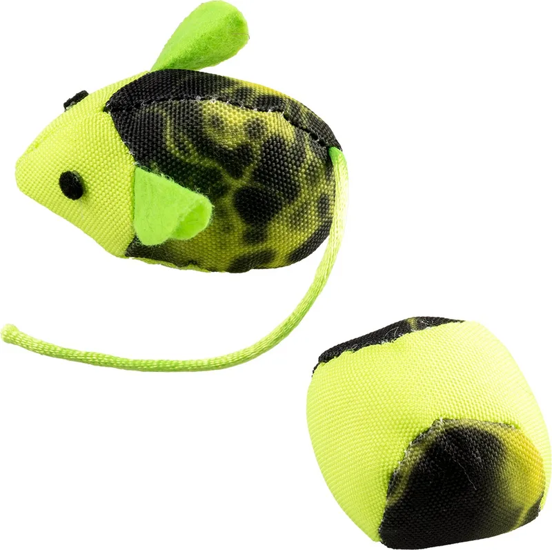 Duvoplus - Speelgoed Voor Dieren - Kat - Flash Muis En Bal 2pc - 16x3,8x4cm - 2st by Duvo+ in Green – product photo