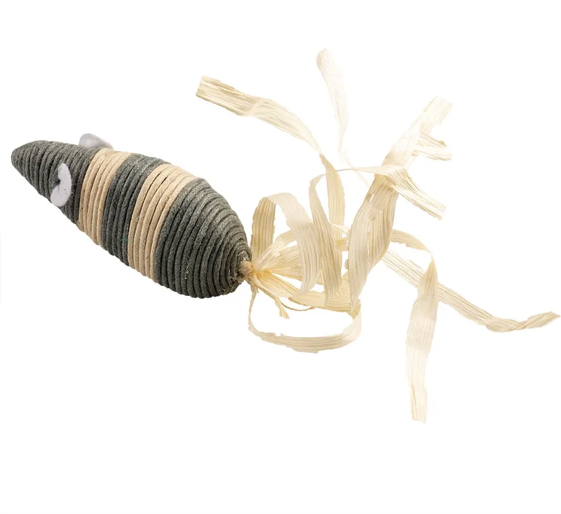 Duvoplus - Speelgoed Voor Dieren - Kat - Rope Grote Muis Met Maiskoorden 20x3,7x3,5cm - 1st von Duvo+ in Grau – Produktfoto