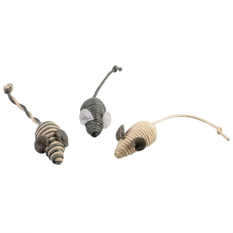 Duvoplus - Speelgoed Voor Dieren - Kat - Rope Kleine Muizen 3pc - 14x2x1,5cm - 3st by Duvo+ in Grey – product photo