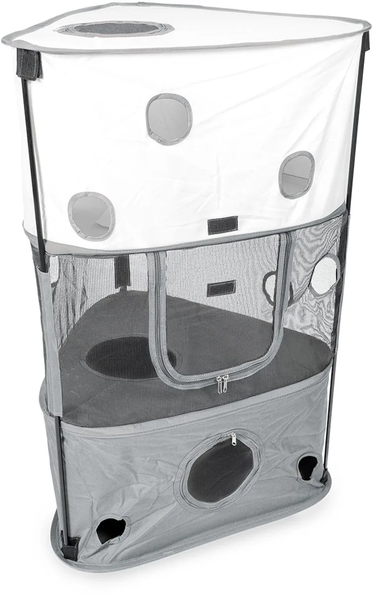 Duvoplus - Speelgoed Voor Dieren - Kat - Speeltent Voor Katten 58x55x90cm - 1st de Duvo+ en Gris – photo produit