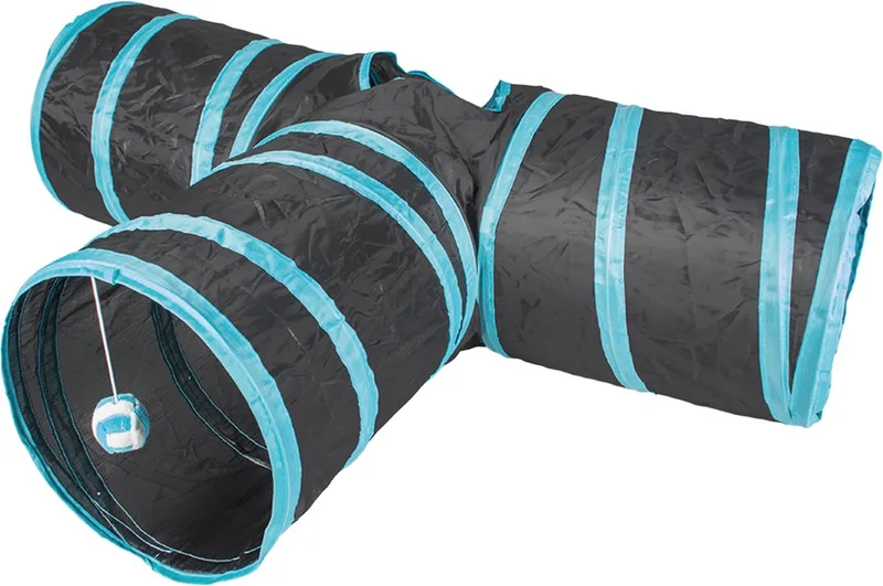 Duvoplus - Speelgoed Voor Dieren - Kat - Speeltunnel T-bone 80x25cm - 1st by Duvo+ in Blue, Black – product photo