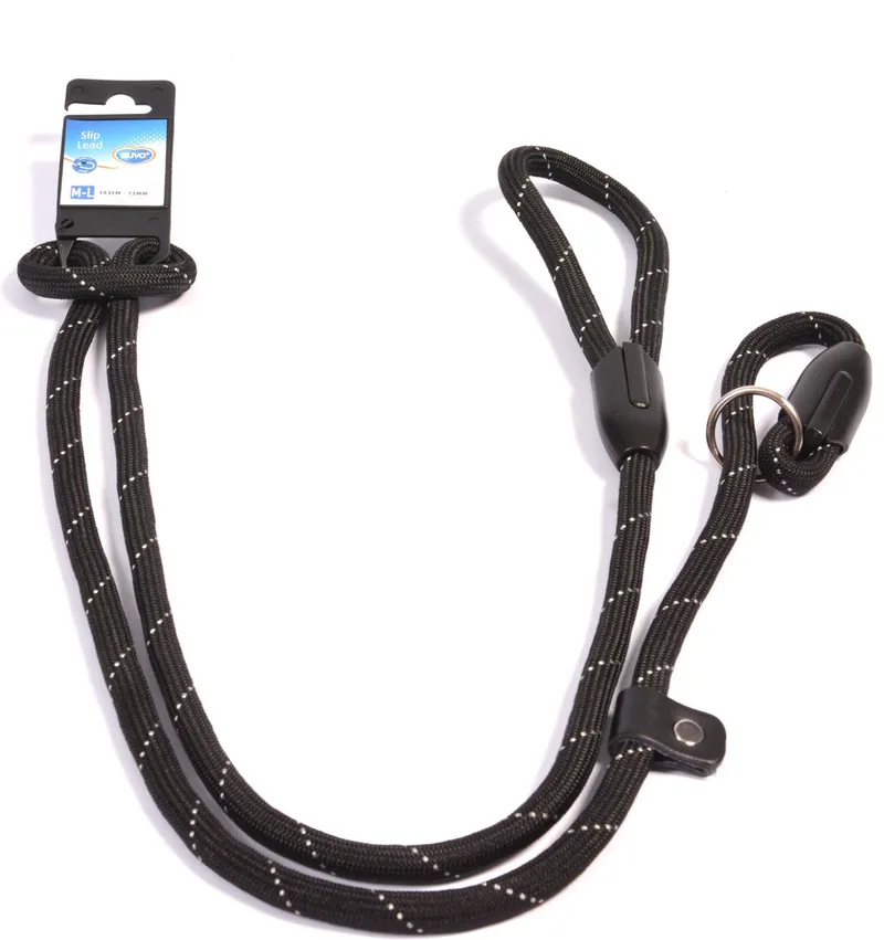 Duvoplus - Uitlaatriem Voor Dieren - Hond - Dressuur Sliplijn M-l - 183cm/12mm - 1st fra Duvo+ i Sort – produktbillede