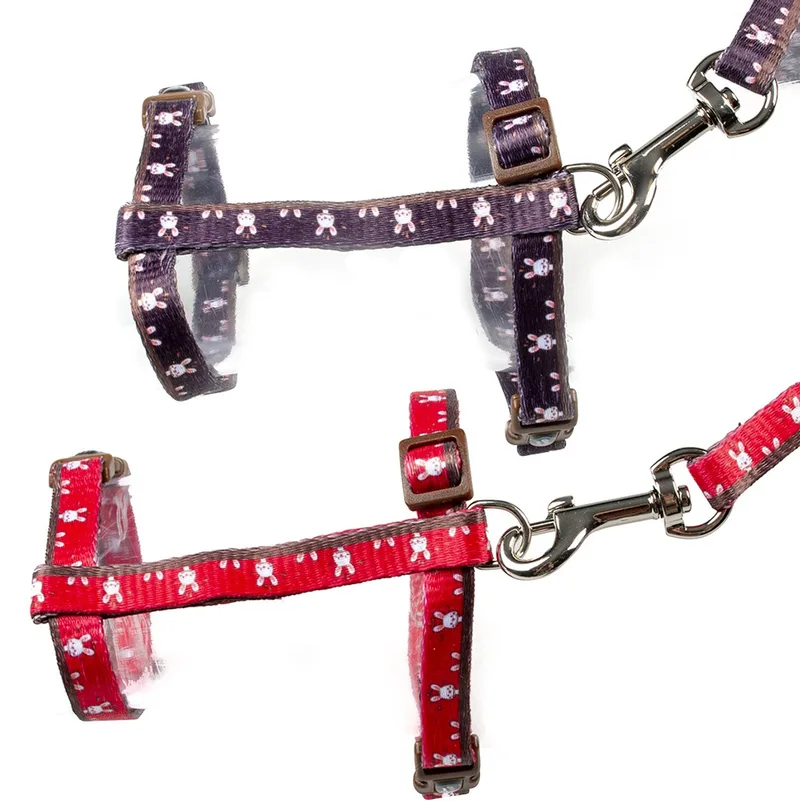 Duvoplus - Uitlaatriem Voor Dieren - Knaagdier - Konijn Wandelset Rabbit Face 25-45cm/10mm - 120cm/10mm - 1st de Duvo+ en Rouge, Marron – photo produit