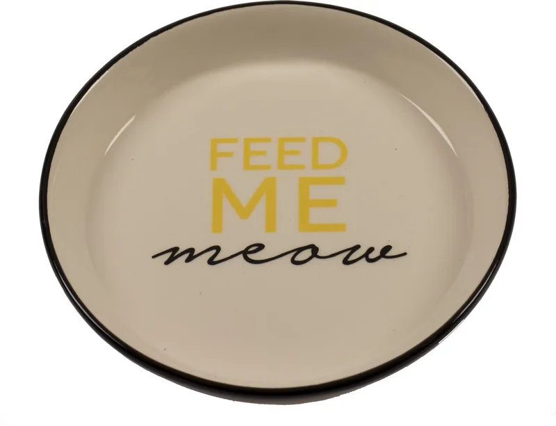 Duvoplus - Voerbak - Kat - Eetkom Stone Feed Me Meow Ø13,8cm - 180ml - 1st de Duvo+ en Noir – photo produit