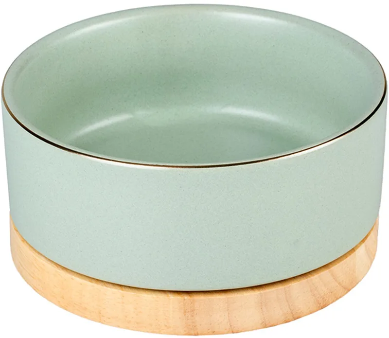 Duvoplus - voerbak voor honden 12.5 x 12.5 x 7 cm - 450 ml - keramiek muntgroen -timber / hout - mooi design - makkelijk onderhoud by Duvo+ in Munt goen – product photo