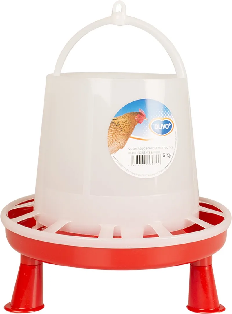 Duvoplus - Voersilo - Kip - Voedersilo Schroef Met Pootjes 7l - 6kg - 1st de Duvo+ en Rouge – photo produit