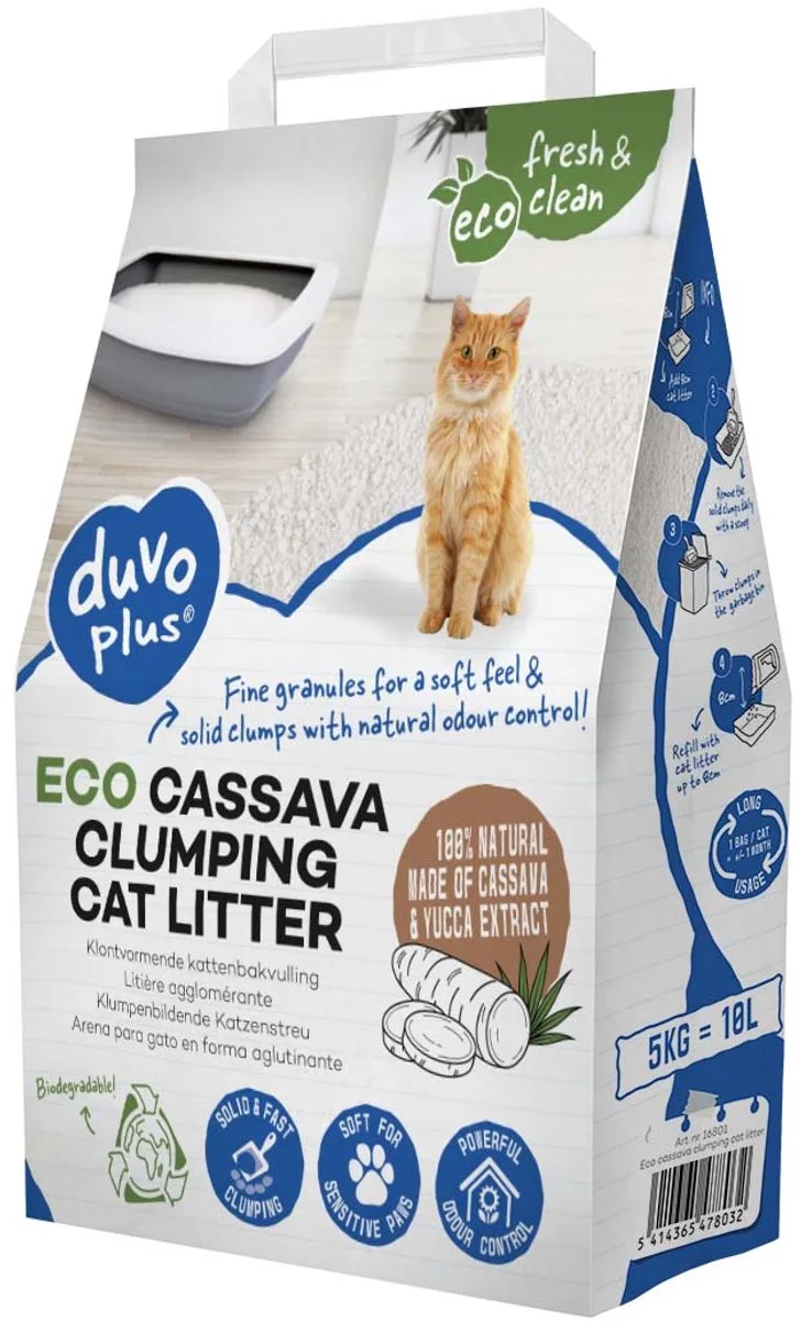 ECO cassave kattenbakvulling klontvormend 5kg-10L von Duvo+ – Produktfoto