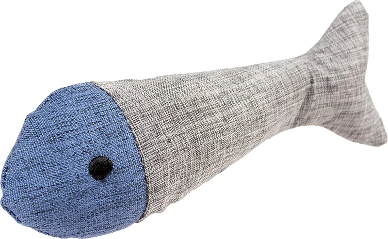 Eco Navy Vis & Catnip - Kattenkruid - Kattenspeelgoed - 13,5x4,5x3cm de Duvo+ en Bleu – photo produit