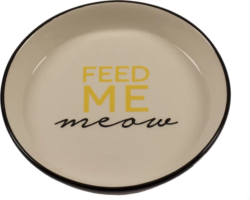 Eetkom keramiek - Feed Me Meow - voerbak Hond en kat - 360 ml - 15 cm de Duvo+ en Noir – photo produit