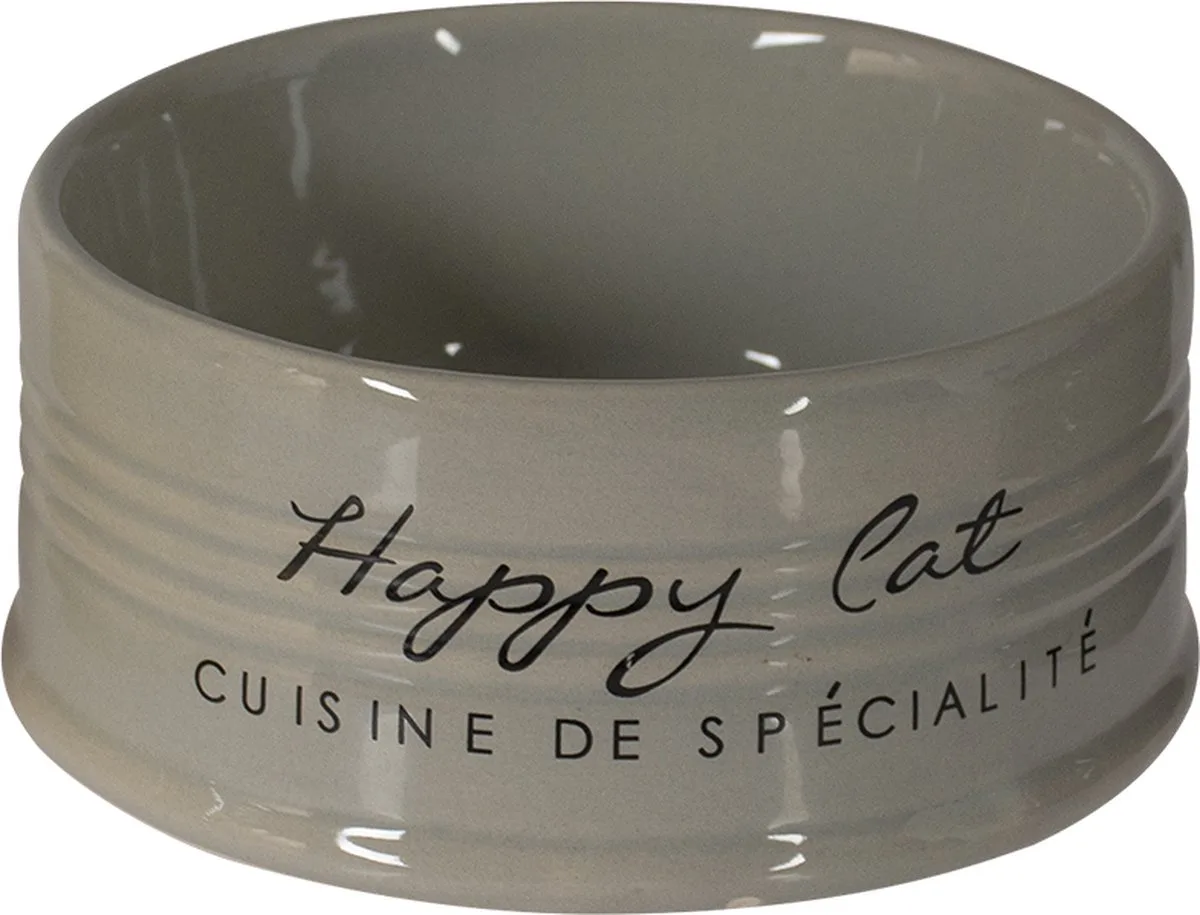 Eetkom stone happy cat Ø10,5 - 300ml by Duvo+ in Grey – product photo