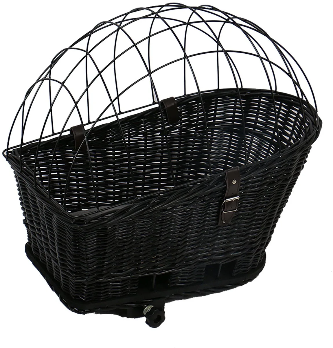 Fietsmand - Hond - Provence Rieten Fietsmand Bagagedrager & Kuss 35x55x49cm - Max. 13kg - 1st von Duvo+ in Schwarz – Produktfoto