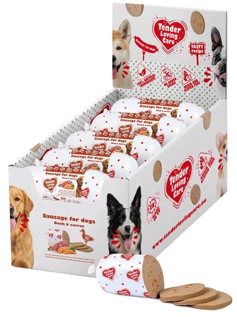 Honden worsten Eend Vers vlees natvoer Houdbare worsten hondenvoer - 15x 200gram by Duvo+ – product photo