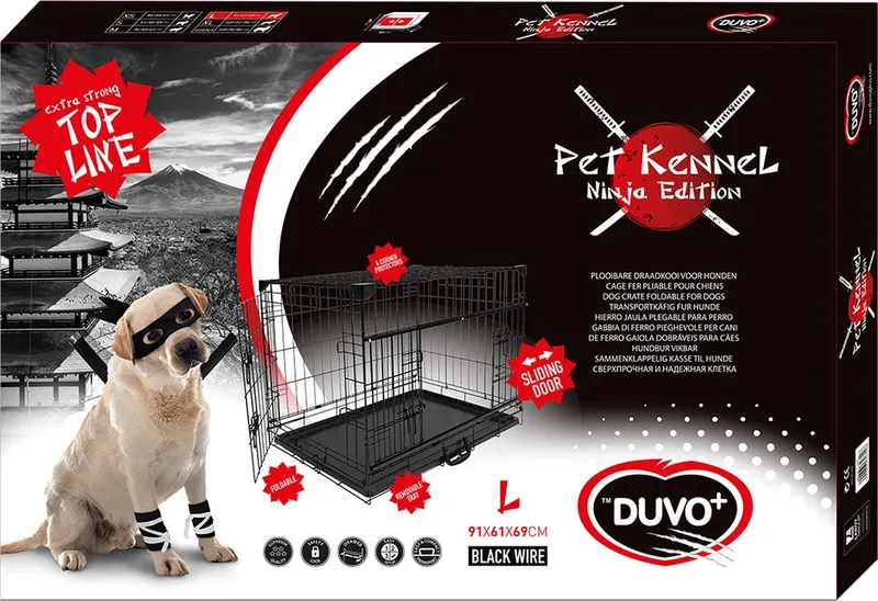 Hondenbench Duvo Ninja Schuifdeur von Duvo+ in Schwarz – Produktfoto