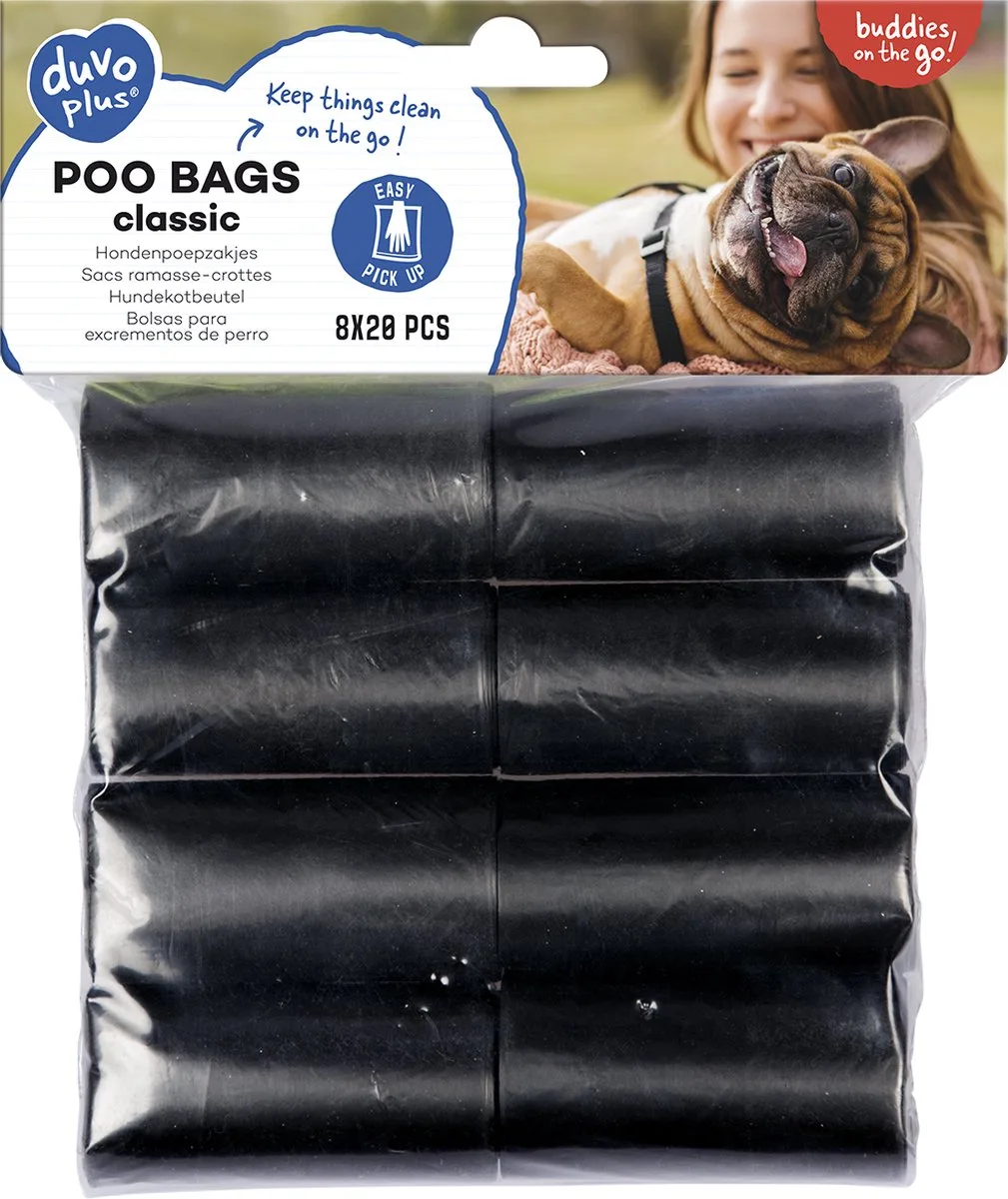 Hondenpoepzakje - Hond - Poepzakjes Classic 8x20st - 8st van Duvo+ in Zwart – productfoto