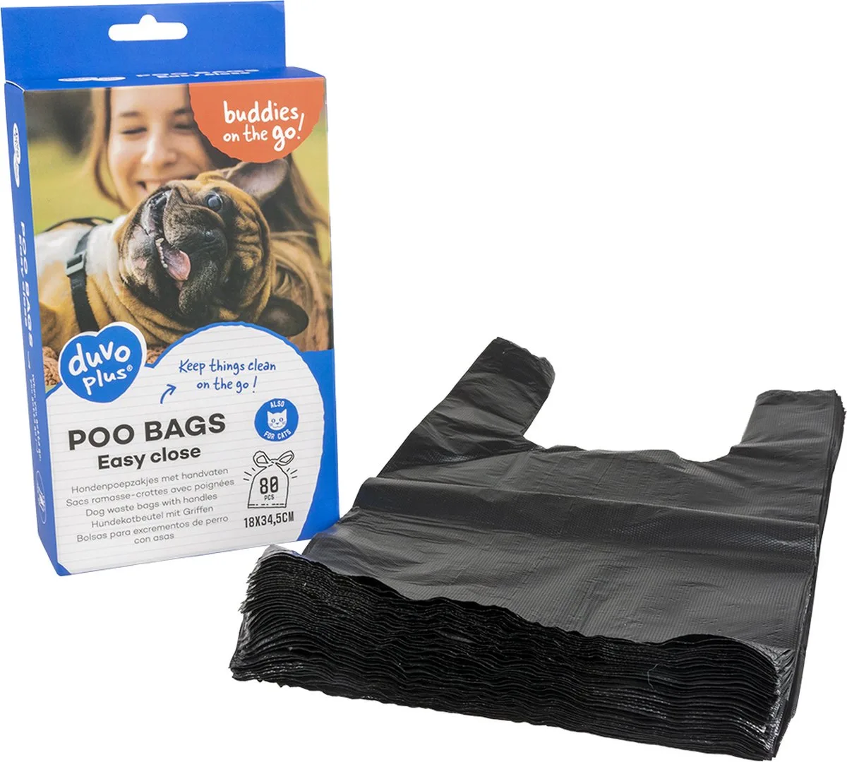 Hondenpoepzakje - Hond - Poepzakjes Classic Easy Close 80st - 18x34,5cm - 80st van Duvo+ in Zwart – productfoto