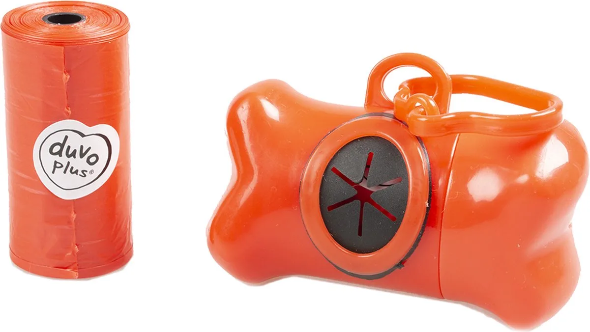 Hondenpoepzakje - Hond - Poepzakjes Dispenser Beentje 2x20st - 1st van Duvo+ in Rood – productfoto