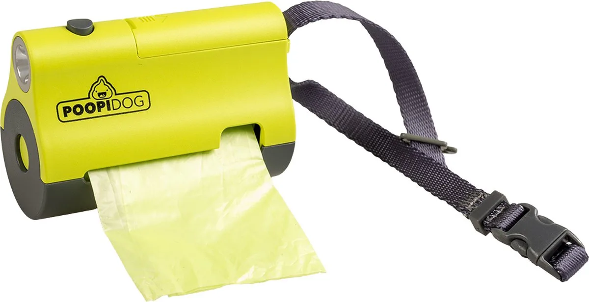 Hondenpoepzakje - Hond - Poepzakjes Dispenser Led 8,5x4x6cm - 1st van Duvo+ in Limoen – productfoto