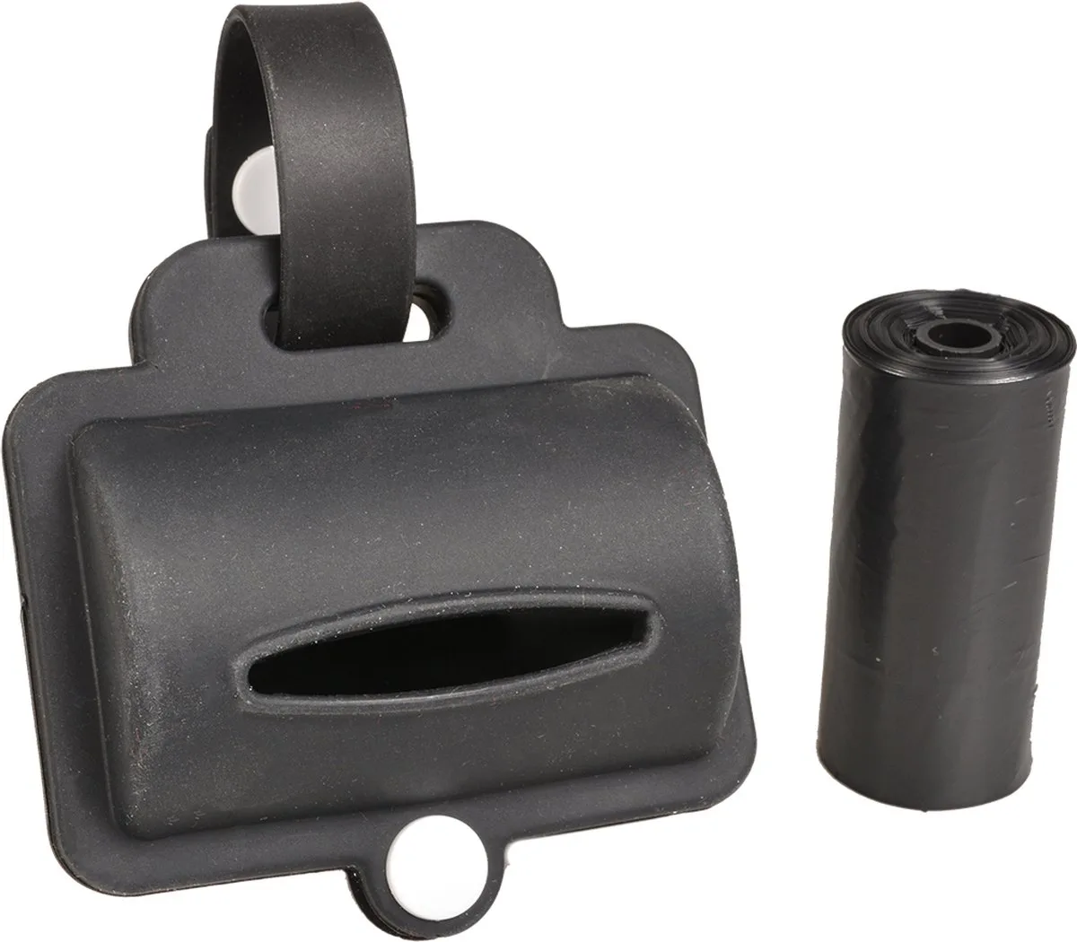 Hondenpoepzakje - Hond - Poepzakjes Dispenser Silicone 10st - 1st van Duvo+ in Zwart – productfoto