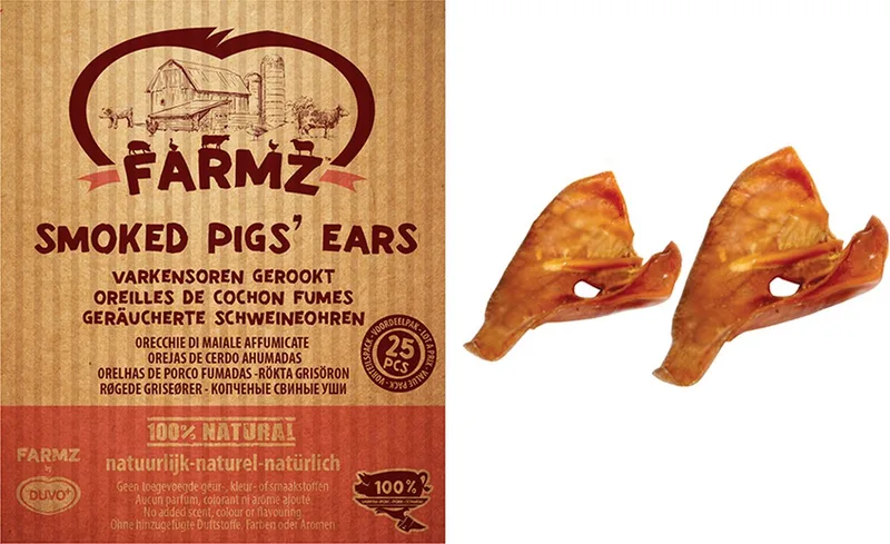 Hondensnack : Farmz varkensoren gerookt bulk 25 stuks by Duvo+ – product photo