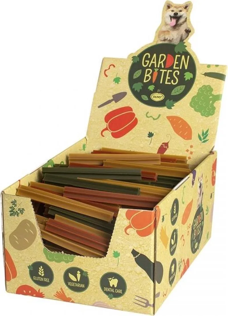 Hondensnack - Garden Bites - Dental Sticks - Small - Gemengde Kleuren - 13cm - Display a 216 stuks de Duvo+ – photo produit
