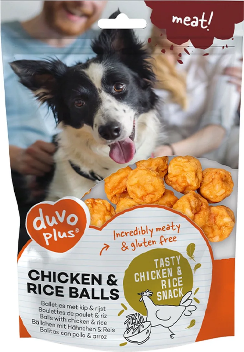 hondensnack kip en rijst balletjes (+- 2cm) 180 gr - lekker en glutenvrij. vanaf 6 maanden - VETARM by Duvo+ – product photo