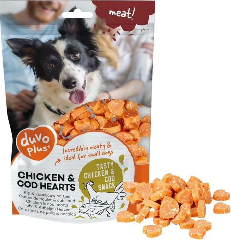 hondensnack Meat! kip & kabeljauw hartjes 180g by Duvo+ – product photo