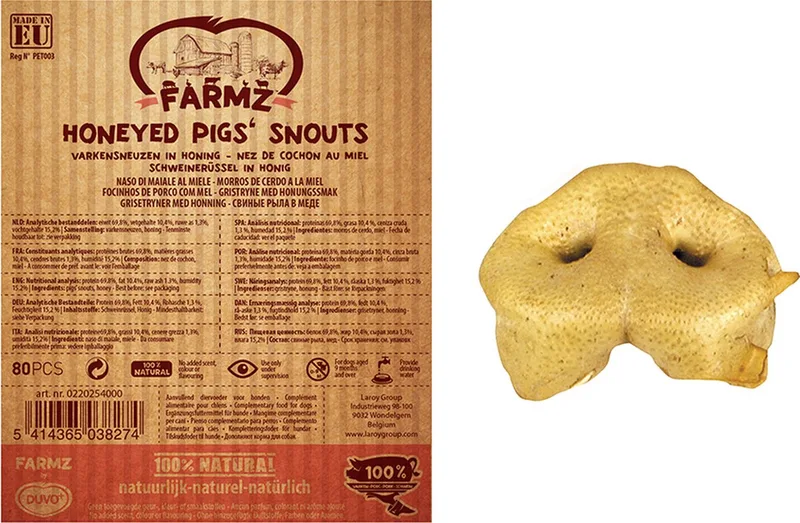 Hondensnacks : Farmz gepofte varkensneuzen bulk 80 stuks by Duvo+ – product photo