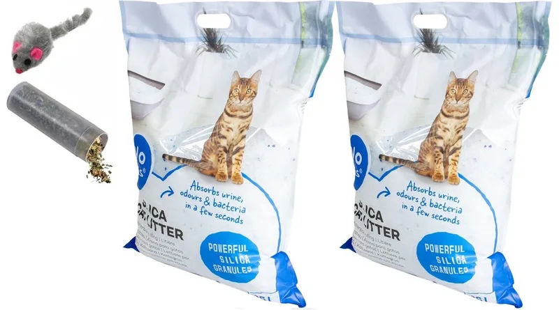 Kattenbakvulling - 2 x 16L Voordeelverpakking - Incl. Wol muisje met catnip! fra Duvo+ – produktbillede