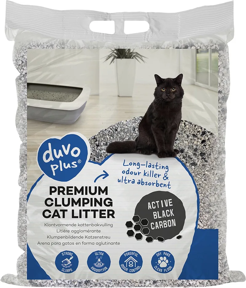 Kattenbakvulling premium active black carbon Blauw/grijs 12kg de Duvo+ – photo produit