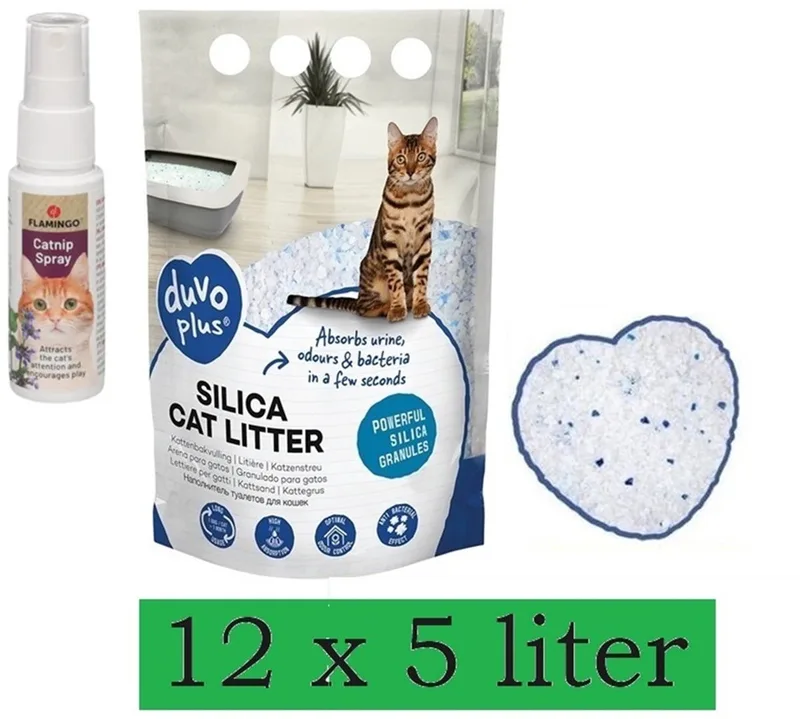 Kattenbakvulling premium Silica - 12 x 5 Liter - Incl. Lokstof Snif Catnip by Duvo+ – product photo