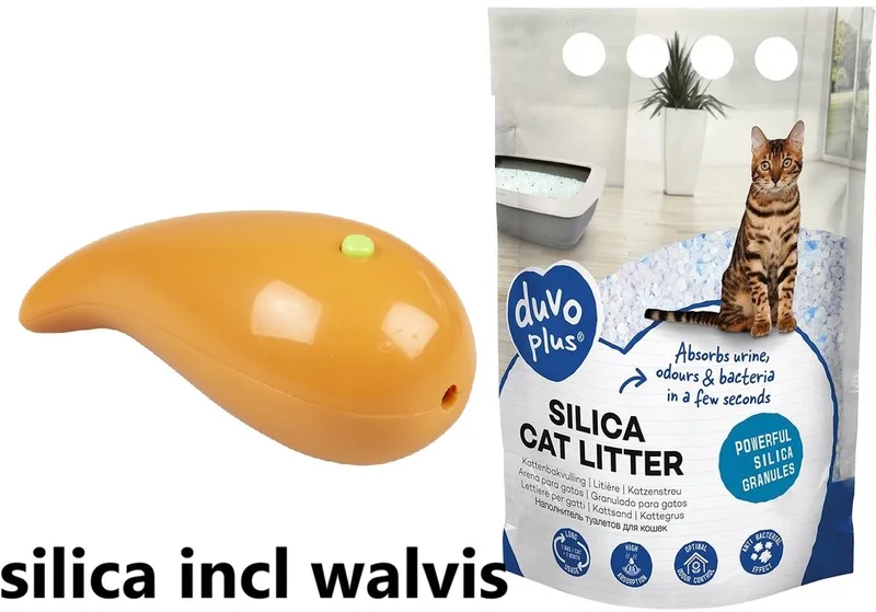 Kattenbakvulling premium silica - 6 x 5 Liter incl - kattenspeeltje - Walvis laser de Duvo+ – photo produit