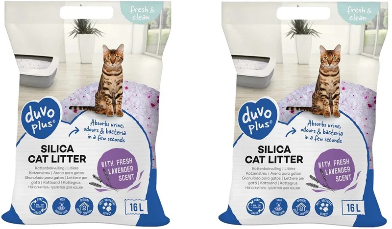 Kattenbakvulling - Silica - Super absorberende premium kattenbakvulling - lavendel - 2 x 16L by Duvo+ – product photo