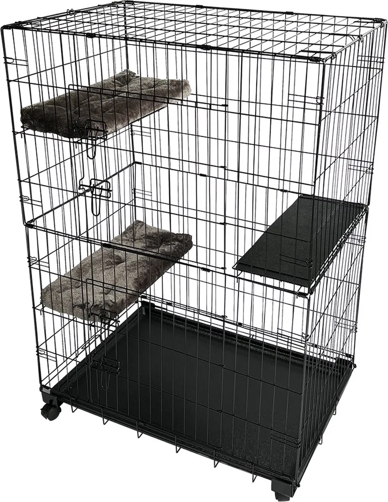 Kattenbench - kattenhuis - 107x71x149cm met 2 kussen de Duvo+ en Noir – photo produit