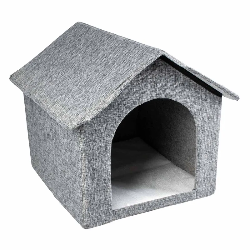Kattenhuisje Gilly - Kattenmand Overdekt met Uitneembaar Kussen - Makkelijk Monteerbaar - 43,5x38,5x41cm von Duvo+ in Grau – Produktfoto