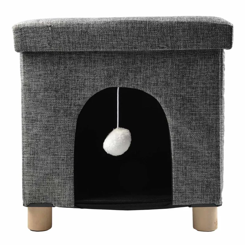 Kattenkrabhuisje Gina - Kattenhuis met Sisal Krabmat en 2 Ligplekken - op Pootjes - 38x38x38cm by Duvo+ in Grey – product photo