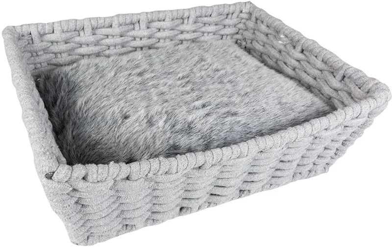 Kattenmand Oyster mand rechthoekig in katoentouw 45x34x16cm de Duvo+ en Gris – photo produit