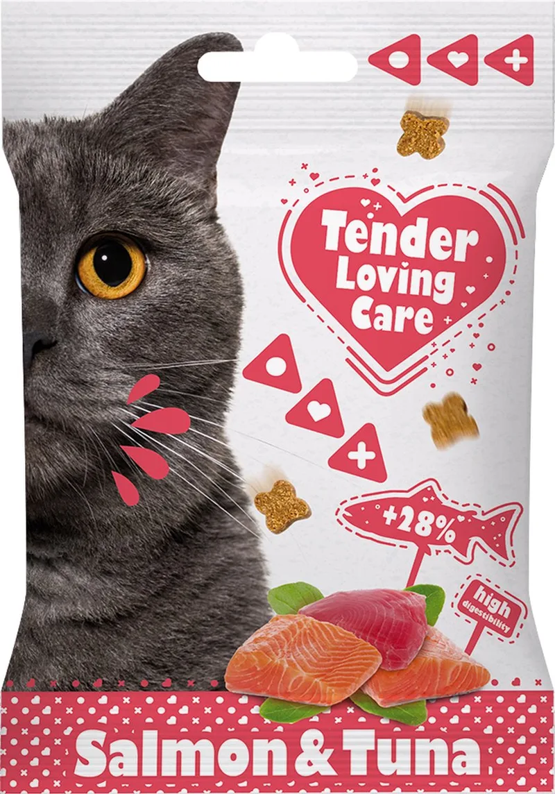 Kattensnack - Kat - Tlc Soft Kattensnack Zalm & Tonijn 50g - Display - 1st fra Duvo+ – produktbillede