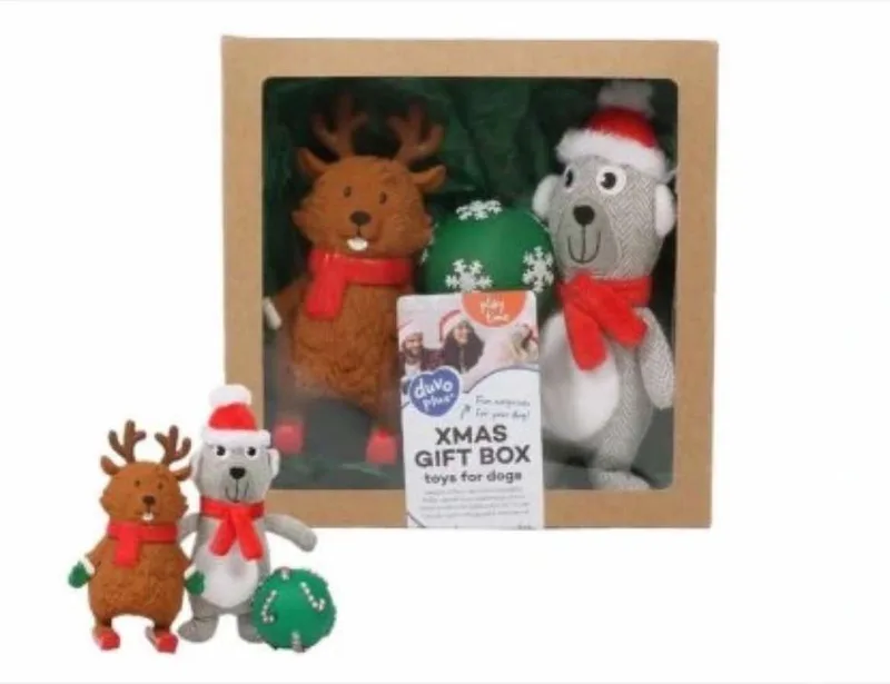 Kerstbox met 3 speelgoedjes - hondenspeelgoed kerst by Duvo+ in Mix – product photo