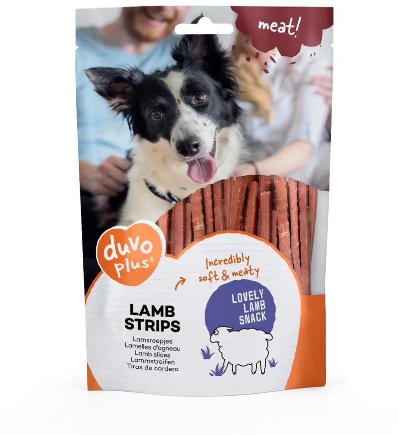 Lam strips hondensnack 80 g | graan- en glutenvrij | zachte vleessnack by Duvo+ – product photo